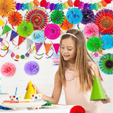 7 x Brand New Paper Fans Party Decorations Set, 12 Pieces Hanging Party Paper Decorations for Birthday Party Graduation Wedding Decor Happy New Year, Mexican Fiesta - RRP €72.24