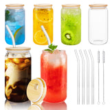 1 x RAW Customer Returns bemece cocktail glasses with lid and straw, 6 pieces beer can glass smoothie glass for water, cocktails, beer, soda, juices, smoothie - RRP €27.22