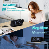 1 x RAW Customer Returns Alarm clock with projection, loud alarm clock with radio, 320 rotatable digital projection alarm clock, type-C, USB, charging function, night light, dual alarm clock with weekday weekend, digital clock for bedroom - RRP €28.99