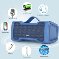 1 x RAW Customer Returns oraolo Portable Powerful Bluetooth Speaker with Lights Double Speaker, 24H, Powerful Bass, IPX6 Waterproof Bluetooth 5.3 Speaker, AUX Input, Built-in Microphone, Rechargeable Type-C - RRP €34.42