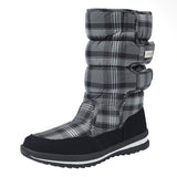 1 x Brand New Shenji women s snow boots with non-slip sole, half boots, checked winter boots, classic H9489, black grey 39  - RRP €42.42