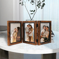 3 x RAW Customer Returns Shampsen 3 Picture Frames 13x18 Picture Frame Collage Brown with Hinge Tri-Folding Frame Table Top Desk Display, Gift for Mother, Friend - RRP €68.97