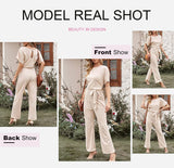 1 x RAW Customer Returns Dokotoo Women s Long Sleeve Jumpsuit Elegant Jumpsuit O-Neck Sexy Backless Pants with Belt Apricot S - RRP €49.99