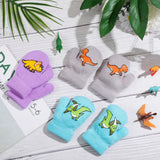 1 x Brand New EBOOT 3 Pairs Dinosaur Winter Mittens Kids Knitted Gloves Toddler Knit Mittens Warm Ski Gloves Unisex Baby Gloves 1-4 Years Light Grey, Lavender, Aqua, Cute  - RRP €22.8