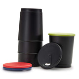 1 x RAW Customer Returns achilles coffee cup set of 4 - coffee-to-go cups - dishwasher-safe reusable cups with lids - 330ml - black cups - colorful lids - RRP €12.1