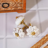 1 x RAW Customer Returns Ajuny Ceramic Knobs White and Gold for Dresser Drawers Bathroom Cabinet Kitchen Cupboard Handmade Set of 20 - RRP €20.66