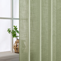 1 x RAW Customer Returns MIULEE Curtains Tab-Top Voile Curtain Modern Linen Look Semi-Transparent for Living Room Bedroom Room Divider Sliding Curtain Set of 2 Stores Green 245 x 140 cm - RRP €40.58