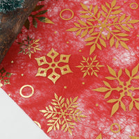 14 x Brand New Yeahshion Christmas Table Runner 28cmx5m, Red and Gold Metallic Non-Woven Table Runner with Snowflake Patterns for Christmas Decorations, DIY, Packaging - RRP €131.04