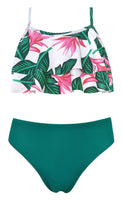 1 x RAW Customer Returns SHEKINI Girls Two-Piece Swimsuits Ruffle Bikini Top with Triangle Bikini Bottoms Cute Girls Tankini for 6-14 Years 6-8 Years, Girls - Dark Green Y  - RRP €27.29