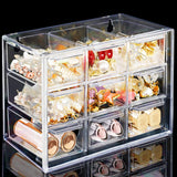 1 x RAW Customer Returns ToyaJeco Desk Storage Box with 9 Mini Drawers, Clear Desktop Craft Drawer Cabinet, Stackable Desk Organizer Caddy for Cosmetics Jewelry Stationery 18x10x12cm  - RRP €17.4