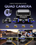 1 x RAW Customer Returns Rhorawill 4 Channel Dashcam Car 5G WiFi, 360 Rotatable Front Rear Inside Left Right Dash Cam, Microwave Radar Motion Detection Dashcams, GPS, Night Vision, Parking Monitoring, 3.0 Free 128GB, R6-RGW - RRP €199.99