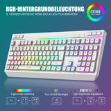 1 x RAW Customer Returns RedThunder K20 Rechargeable Wireless Keyboard and Mouse Set, QWERTZ DE Layout, RGB Backlight Multimedia Function Keys, 4800DPI Wireless Mouse for PC Mac Laptop White  - RRP €60.49