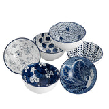 1 x RAW Customer Returns Swuut Ceramic Cereal Bowls Set of 6 in Japanese Style, Blue and White Bowls, 15 cm Salad Bowls Set, China Soup Bowls 15 cm  - RRP €40.3