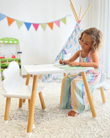 1 x RAW Customer Returns KYWAI Children s Coffee Table with Chair For a Child s Room with Style, Table and Chair in High Quality Pine Wood - RRP €85.61