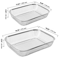 4 x Brand New ZOENHOU 2 Pieces Rectangle Thickened Drain Basket Strainer Drainage Basket Fruit and Vegetable Basket Multi-Purpose Drain Basket for Kitchen Sink Water Filter Rack, 2 Size 37.5 x 27.5 x 6.5 cm, 29.5 x 21.8 x 6.5 cm  - RRP €81.6