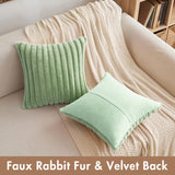 1 x Brand New MIULEE Plush Velvet Cushion Cover Pillowcases Faux Fur Soft Modern Sofa Cushions Throw Pillows Smooth Zipper Washable Decorative Cushion Cover for Living Room Bedroom Sofa Set of 2 45 x 45 cm Light Green - RRP €18.14