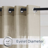 1 x RAW Customer Returns PONY DANCE Curtain Semi-Transparent Extra Wide Curtains with Eyelets - Linen Texture Room Divider Curtain Taupe Room Divider Curtain for Living Room Bedroom, 1 Piece H 240 x W 254 cm - RRP €28.1