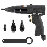 1 x RAW Customer Returns NEWTRY Rivet Nut Gun Pneumatic Riveting Tool Riveting Pliers Compressed Air 3 16 to 5 16 with M5, M6, M8 head  - RRP €229.0