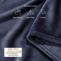 1 x RAW Customer Returns Blumtal fleece blanket 270x230 cm - Oeko-TEX certified cuddly blanket - living blanket 270x230 cm - soft blanket couch as living cuddly blanket - fluffy blanket - cuddly blanket sofa - blanket fleece dark blue - RRP €30.23