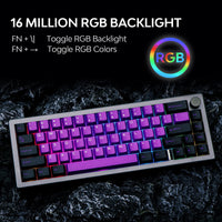 1 x RAW Customer Returns EPOMAKER EK68 65 Gasket NKRO Mechanical Keyboard, Hot Swappable Triple Mode Gaming Keyboard with 3000mAh Battery, RGB Backlight for Office Home Win Mac Black Purple, Flamingo Switch  - RRP €118.02