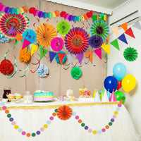 5 x Brand New Paper Fans Party Decorations Set, 12 Pieces Hanging Party Paper Decorations for Birthday Party Graduation Wedding Decor Happy New Year, Mexican Fiesta - RRP €102.0