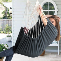 1 x RAW Customer Returns Chihee Swings Chair Hammock Strong Metal Folding Spreader Bar Portable Hanging Chair Maximum 227KG Comfortable Seat Patio Lawn Chair Cotton Blend for Superior Comfort Durability - RRP €30.0