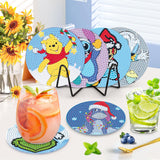 4 x Brand New NAIMOER 8 Pieces Christmas Diamond Painting Coasters with Holder, Cartoon Coasters, Coffee Diamond Painting Coasters for Adults Children, Drinks Coasters, 5D Diamond Coasters - RRP €58.12