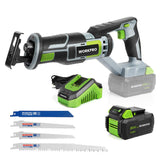 1 x RAW Customer Returns WORKPRO cordless reciprocating saw, wireless reciprocating saw, 20V 4.0 Ah universal saw with 4 saw blades for wood and metal 25mm stroke length, 100mm cutting depth, tool-free blade change including battery - RRP €96.19