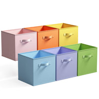 1 x RAW Customer Returns GRANNY SAYS storage cubes fabric, 6 pieces storage boxes for cube shelves, shelf baskets 26.7 x 26.7 x 28 cm colorful shelf boxes with handles, fabric boxes storage for Kallax shelves folding boxes - RRP €25.25