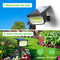 1 x RAW Customer Returns LOTMOS Solar Spotlights for Outdoors 3 Pack 72LED , 3 Modes IP67 Waterproof Solar Garden Lights, 6500K Can Be Wall Mounted Garden Solar Lights for Patios, Fences, Paths, Driveways, Porches - RRP €29.99