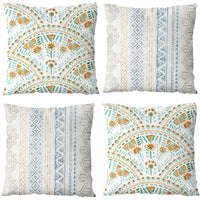 2 x Brand New YMQIANYU Set of 4 Boho Cushion Covers 40x40 Bohemian Vintage Ethnic Style Floral Pattern Pillowcases Linen Decorative Pillow Sofa Cushion Cover for Sofa Couch Living Room Garden - RRP €40.8