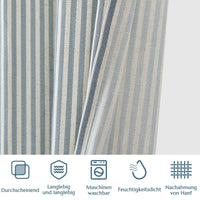 1 x RAW Customer Returns TOPICK Linen Curtains Striped Curtains with Eyelets Modern Beige Linen Look Curtain Living Room Privacy Curtain Light Filtering Eyelet Curtain with Stripes Pattern Set of 2 130 x 175 Blue on Beige - RRP €49.4