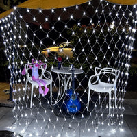 1 x RAW Customer Returns GHONLZIN LED Solar Chain Lights, 1.5x1.5M Network Decoration Christmas Lights, 96 LEDs 8 Modes Waterproof Curtain Network Decoration Lights for Garden Terrace Christmas Parties 1.5 1.5M, White  - RRP €19.84