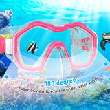 1 x RAW Customer Returns Diving Goggles Children - Snorkel Set Children Safety Breathing Dry Snorkel, Snorkel Children Anti-Fog Panoramic Wide View Diving Mask Anti-Leak from Years 5-12 for Diving, Snorkeling and Swimming - RRP €19.15