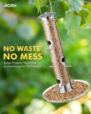 1 x RAW Customer Returns iBorn bird feeder, feeding station for cardinal with 6 landing spots, 20cm feeding plate, bird feeder made of aluminum metal for hanging, wild bird feeding column, feeding silo, nickel height 38cm - RRP €25.99