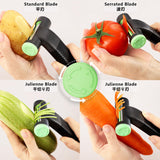 1 x RAW Customer Returns Food Peeler 3 in 1 Multifunctional Peeler with 3 Types of Blade Peeler with Knife Sharpener T-Shaped  - RRP €9.06