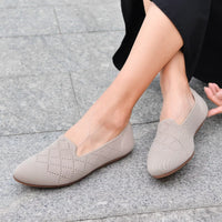 1 x RAW Customer Returns Puxowe Women s Round Toe Knitted Flats Flat Shoes Wedge Slip On Ballerina Walking Shoes for Women Soft Comfort, A22 Camel, 42 EU - RRP €58.8