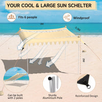 1 x RAW Customer Returns VILLEY sun tent 3m x 3.3m Lycra beach tent blue, UV protection UPF50 sun protection beach 6 person tent, parasol beach with sandbag and 4 support rods for picnic, fishing, sun protection - RRP €47.44