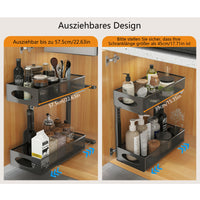 1 x RAW Customer Returns UMDONX Under Sink Shelf, 2-Tier Sink Cabinet Organizer, Extendable Kitchen Shelf, Sink Cabinet Organizer Black  - RRP €27.31