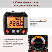 1 x RAW Customer Returns KAIWEETS HT118A Multimeter, Autoranging Multimeter with Real Value 6000 Counts to Measure AC DC Current and Voltage, NCV, Capacitance, Continuity, Resistance, Battery, Diode, Live - RRP €45.82