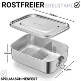 1 x RAW Customer Returns LINFELDT stainless steel lunch box with compartments 1400ML - TOP STAINLESS STEEL LUNCH BOX Stainless steel lunch box - metal lunch box lunch box, stainless steel bread box, crispbread box, lunch box, bread tin - RRP €24.99