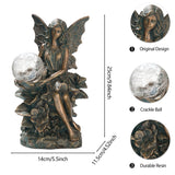 1 x RAW Customer Returns TERESA S COLLECTIONS Garden decoration for outdoors Elves garden figures for outdoors, solar glass balls lighting 25 cm angel statue made of polystone garden solar figures fairies fairy figure mother daughter gift - RRP €35.44