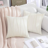 1 x RAW Customer Returns MIULEE Set of 2 Cushion Covers Velvet Throw Pillows Sofa Cushions Decorative Pillowcase Cushion Cover Couch Cushion Stripes Decoration with Hidden Zipper Sofa Living Room 40 x 40 cm Milk White - RRP €15.99