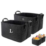 1 x RAW Customer Returns Ruucy 2 Pack Felt Storage Basket Large 39 x 29 x 25 cm, Felt Basket Storage with Two Handles, Foldable Felt Storage Box for Toys, Books, Magazines, Clothes, Towels Black, L  - RRP €20.04