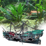 1 x RAW Customer Returns Nizirioo Aquarium Shipwreck Decorations, Aquarium Decoration Pirate Ship - Air Bubbler Sunken Ship Ornament - Aquarium Air Pump Powered Action Decor Dark Green  - RRP €20.3