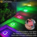 1 x RAW Customer Returns Lacasa Solar Floor Lights Outdoor, 4 Pack RGB Color Changing Solar Lights for Outdoor LED Path Lights Garden Solar Lamps with Auto ON OFF Light Sensor for Stairs Driveway Yard Patio, IP68 Waterproof - RRP €45.99