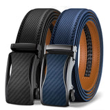 1 x RAW Customer Returns KEMISANT Men s Belt 2 Pieces, Men s Leather Belt Automatic Ratchet Buckle 35mm, Adjustable Trim to Fit Black Blue, 160cm 48-56adjustable waist  - RRP €39.34