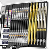 1 x RAW Customer Returns Nicpro 35 PCS Art Mechanical Pencil Set, Metal Pencils 0.5 0.7 0.9 mm and 3 PCS 2 mm Clutch Lead Pencil with 20 Cans of Replacement Leads Colors 6B, 4B, 2B HB, 2H, 4H for Sketching and Drawing - RRP €20.64