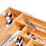 1 x RAW Customer Returns Harcas cutlery tray for drawers made of bamboo. Drawer insert with 6-8 compartments. Large, pull-out kitchen organizer - RRP €24.97