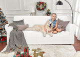 1 x RAW Customer Returns Ystyle stretch sofa cover 2 seater, elastic sofa cover with armrests, jacquard couch cover non-slip, washable sofa cover protector for dogs pets, Blanco - RRP €33.54